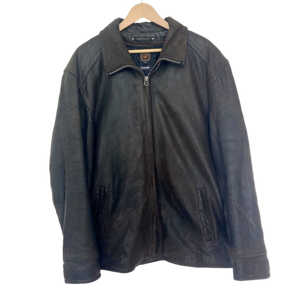Vintage Wilsons Leather Black Fall Western Biker Punk Grunge Bomber Jacket Large